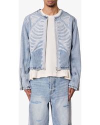 MNML - Skeleton Denim Moto Jacket - Lyst