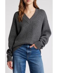 FRAME - Chunky V-Neck Wool & Cashmere Sweater - Lyst