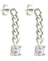 Sterling Forever - Phoebe Cubic Zirconia Chain Link Drop Earrings - Lyst