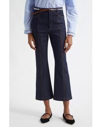Cinq À Sept - Rhinestone Belted Crop Kick Flare Jeans - Lyst