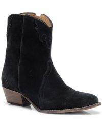 Free People New Frontier Leather Western Ankle Booties in Natural | Lyst