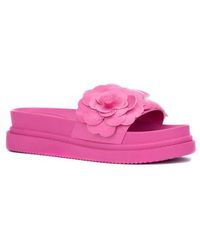 New York & Company - Camilia Flower Strap Platform Slide Sandal - Lyst