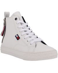 Tommy Hilfiger High Top Canvas Sneaker in White | Lyst