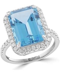 Effy - Sterling Topaz & Zircon Halo Ring - Lyst