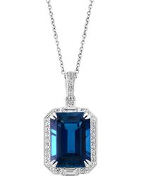 Effy 14k White Gold Diamond & London Blue Topaz Heart Pendant Necklace ...