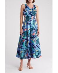 Tahari - Foliage Print Maxi Dress - Lyst