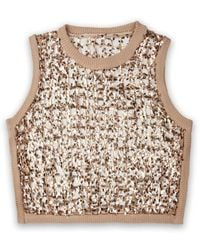 Saachi - Embellished Cropped Openwork Sweater Vest - Lyst