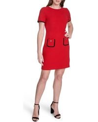 Tommy Hilfiger - Short Sleeve Scuba Crepe Contrast Trim Dress - Lyst