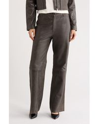 DL1961 - Desi High Waist Leather Straight Leg Pants - Lyst
