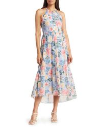 Vince Camuto - Floral Halter Neck Chiffon High-low Dress - Lyst