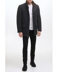 Cole Haan - Wool Blend Faux Fur Lined Stand Collar Jacket - Lyst