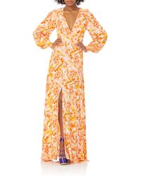 AFRM - Shiloh Floral Long Sleeve Open Back Maxi Dress - Lyst