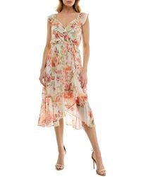 Socialite - Ruffle Faux Wrap Chiffon Midi Dress - Lyst