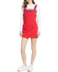 dickies red overall dress