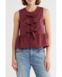 Vigoss - Tie Front Peplum Top - Lyst