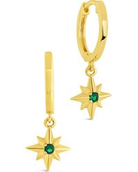 Sterling Forever - Cubic Zirconia Star Drop Huggie Hoop Earrings - Lyst