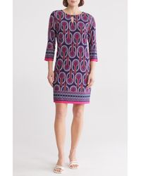Sandra Darren - Keyhole Print Shift Dress - Lyst