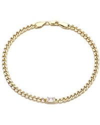 Adornia - 14K Plated Crystal Curb Chain Anklet - Lyst