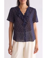 Pleione - Ruffle Front Button Top - Lyst
