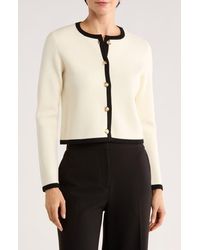 Bruno Magli - Tipped Merino Wool Crop Cardigan - Lyst