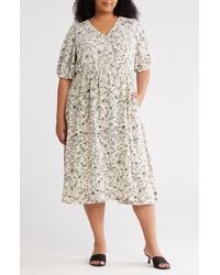 Melrose and Market - Ruffle Yoke Short Sleeve Midi Dress - Lyst