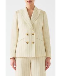 LK Bennett - Amore Pinstripe Linen Blend Double Breasted Blazer - Lyst