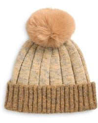 Tasha - Faux Fur Pompom Cuffed Beanie - Lyst
