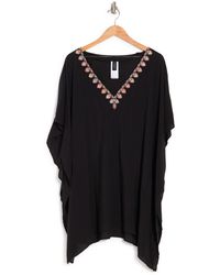 Laundry by Shelli Segal Oh Girl Embroidered Neck Tunic In Black At Nordstrom Rack