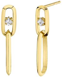 Ron Hami - 14k Yellow Gold Princess Cut Diamond Oval Link Drop Earrings - Lyst