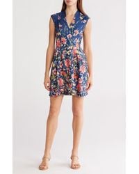Vince Camuto - Floral Cap Sleeve Fit & Flare Dress - Lyst