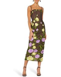 HELSI Mia Plunge Embroidered Midi Dress in Blue | Lyst