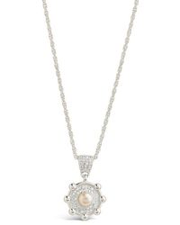 Sterling Forever - Etta Cubic Zirconia & Faux Pearl Pendant Necklace - Lyst