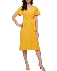 Sl Fashions - Flutter Sleeve Midi Dress - Lyst