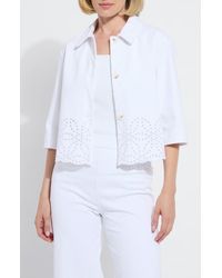 Lyssé - Gem Eyelet Detail Stretch Cotton Denim Jacket - Lyst