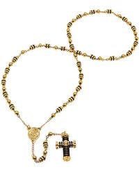 HMY Jewelry - Two-tone Rosary Cross Necklace - Lyst