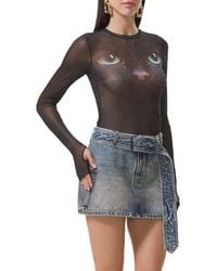 AFRM - Kaylee Dew Drop Printed Long Sleeve Mesh Top - Lyst