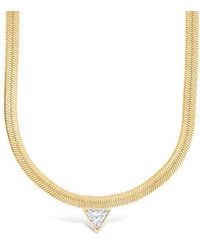 Sterling Forever - Ruth Cubic Zirconia Pendant Herringbone Chain Necklace - Lyst