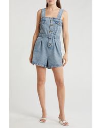 Vigoss - Belted Denim Romper - Lyst