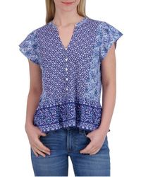 Lucky Brand - Mix Print Flutter Sleeve Top - Lyst