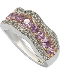 Suzy Levian - 18k Gold Plated Sterling Silver Pink & Created White Sapphire Diamond Accent Band Ring - Lyst