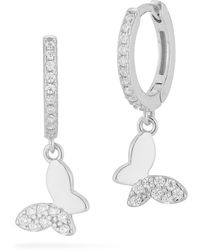 Glaze Jewelry - Pavé Cubic Zirconia Butterfly Drop Huggie Hoop Earrings - Lyst
