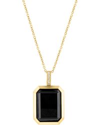 Effy - 14k Yellow Gold Diamond & Onyx Pendant Necklace - Lyst