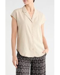 Tahari - Cap Sleeve Linen Blend Button-Up Shirt - Lyst