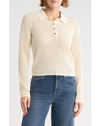 Rag & Bone - Vivi Long Sleeve Pointelle Stitch Polo - Lyst