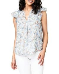 Gibsonlook - Floral Flutter Sleeve Top - Lyst