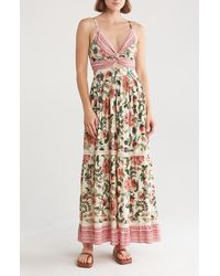 Angie - Floral Tiered Twist Front Maxi Dress - Lyst