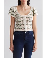 Vici Collection - Maelis Crochet Knit Short Sleeve Crop Cardigan - Lyst