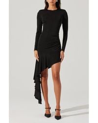 Astr - Metallic Long Sleeve Asymmetric Hem Minidress - Lyst