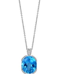 Effy 14k White Gold Diamond & London Blue Topaz Heart Pendant Necklace ...