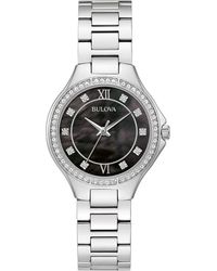 Bulova - Crystal Bezel Mother Of Pearl Bracelet Watch, 32Mm - Lyst